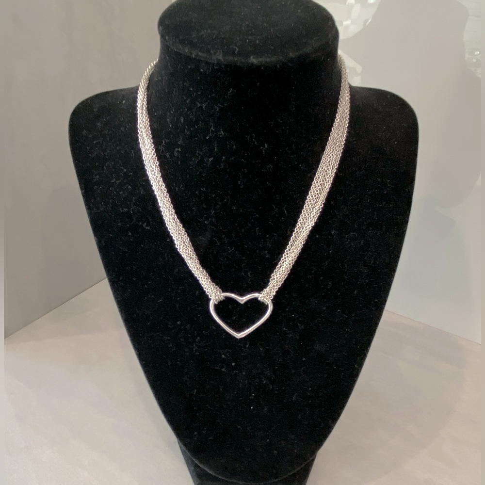 Heart Necklace, Sterling Silver, Multi-Strand - Picture 1 of 7